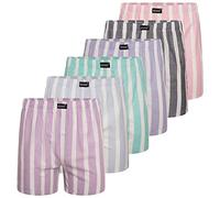 Keanu Lot de 6 boxers tissés en pur coton pour homme - Coupe ample - Taille élastique - 100 % coton - Tailles S, M, L, XL, 2XL, Rayures couleur pastel, M