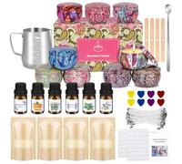 KEARLGMBH Kit de Fabrication de Bougies, DIY Bougies,Cire De Soja Pour Bougie, Cadeau avec 480g Cire Soja, 9 Moules, 6 Huiles Parfumées and More, Kit Bougies a Faire soi Meme