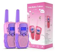 Kearui Jouets Filles 3-12 Ans, Talkies Walkies Enfants Radio à 2 Voies avec 8 Canaux, Lampe de Poche LCD Rétro-éclairée, Gamme de 3 Miles pour Aventures Extérieures, Camping, Randonnée (Rose Clair)