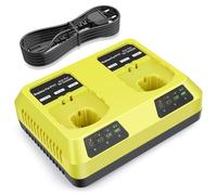 KEATFE Chargeur rapide pour batterie Ryobi 18 V ONE+ | Chargeur de rechange double port compatible avec P102-P108, P117, P118, P135, P166 et plus | 12 V - 18 V