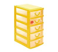 KEATTL Boîte De Rangement,Durable en Plastique Mini Bureau Tiroir Multicouche Petit Objet Poubelle (L, Jaune)