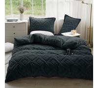 KEAYOO Parure de lit en peluche 135 x 200 cm, avec polaire moelleuse, extra chaude, pour l'hiver - Taie d'oreiller 80 x 80 cm (gris foncé, 135 x 200 cm)