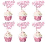 Keaziu Lot de 48 décorations de cupcakes violettes à paillettes pour fête des mères