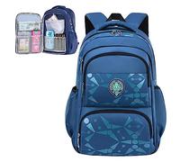 Kebeixuan Sac à dos d'écolier, style porte de réfrigérateur, sac à dos pour école primaire, collège, adolescent, enfant, garçon, bleu, Taille L