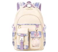 KEBEIXUAN Sacs à dos pour filles et enfants - Sac d'école kawaii pour adolescentes et étudiants - Sac à dos d'extérieur pour adolescents (Beige)