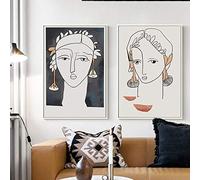 KEBIA Abstrait Vintage Figure Profil Toile Art Prints Peintures Wall Art Print Affiche Image pour Salon Intérieur Décoration de La Maison 60x80cmx2 Sans Cadre