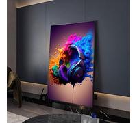 KEBIA Coloré Gamer Controller Gaming Singe Pop Art Toile Affiches et Impressions Cool Gaming Wall Art Peinture E-sports Room Decor 80x110 Sans Cadre