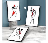 KEBIA Stick Figure Romantique Amour Affiches Minimaliste Impressions Sur Toile Danse Couple Peinture Murale Sur Toile Art Photos Pour La Maison Décoration Murale 50x70cmx3 Sans Cadre
