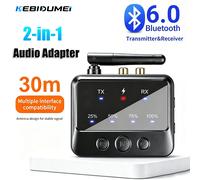 KEBIDUMEI 2 en 1, émetteur-récepteur stéréo sans fil Bluetooth 6.0, adaptateur audio HIFI, AUX, RCA, USB-C pour TV, PC, haut-parleur, casque. noir