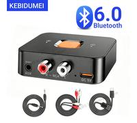 KEBIDUMEI - récepteur Bluetooth 6.0, prise AUX 3.5mm, adaptateur sans fil RCA avec micro pour kit de voiture, transmetteur Audio, amplificateur, haut-parleur noir