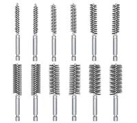 Keboyoe 12 Pcs Brosse Metallique pour Perceuse Brosse Métallique en Acier Inoxydable Brosse de Chaudière avec Tige Hexagonale Brosse de Ramonage Cheminée pour Nettoyage de Roulements de Port de Tuyau