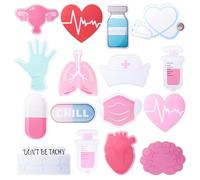 Keboyoe 16 Pièces Drôles Notes Adhésives Infirmière Sticky Notes Blocs-Notes Autocollants à Thème Médical Blocs Notes mignons sur le Thème Médical pour Hôpital École Bureau(Rose, Bleu)