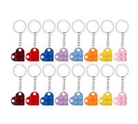 Keboyoe 16 Pièces Porte Clef Couple Coeur Porte-Clés Coeur en Briques Porte Clé Coeur Porte Cle Amour Idée Cadeau Couple Originale, Porte Clef Maison, Idée Saint Valentin(8 Couleurs)
