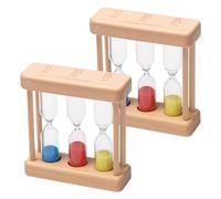 Keboyoe 2 Pcs Minuteur Sablier pour Enfants Minuterie de Sablier en Bois Sabliers Horloge de Sable Sablier à Thé Bois Minuteur Thé Sablier 3 en 1 pour Cuisine, Maison, Bureau Deco 1/3/5 Minutes