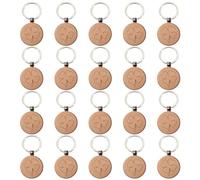 Keboyoe 20 Pièces Porte-clés Ronds en Bois de Trèfle porte-clés trèfle à quatre feuilles trefle a 4 feuilles porte clef porte clé en bois rond diy Porte-Clés Porte-Bonheur pour Cadeau, Décoration