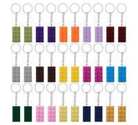 Keboyoe 30 Pièces Porte-clés en Brique Brick Keyrings Porte-clé en Blocs de Construction Brick Porte-clés pour Les Enfants Fête D'anniversaire, Pendentif Cadeaux De Décoration (15 Couleurs)