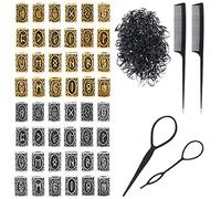 Keboyoe 48 Pièces Perles de Barbe Viking Barbe Perles Rune Bijoux Alliage Perles de Rune Viking Avec Pince à Cheveux,Peigne et élastique pour hommes barbe tressée tresse bracelet DIY collier bijoux