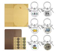 Keboyoe 6 Pièces Porte-Clés de Caravane Porte-Clés Camping-Car avec Enveloppe et Papier à Lettre Portes-Clef Caravane Mignon Accessoires RV Portes-Clef pour Camping Cadeau Voyage,Cadeaux pour Campeur