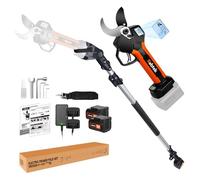 Kebtek 2 en 1 Professionnel Sécateur Électrique 40 mm Sans Fil avec Perche Télescopique 1.7-2.4M Coupe Branche, Moteur Sans Balais 18 V, 2 Batterie Rechargeable 2 Ah, écran LCD pour Jardin