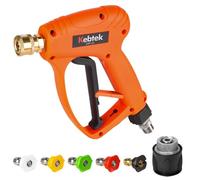 Kebtek Pistolet Haute Pression 5200PSI avec Adaptateur pour Karcher K2-K7, Lance Courte avec 5 Embout de Buse, Raccord Rapide 1/4" et Interface M22 14 mm
