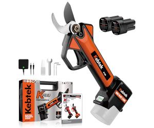Kebtek Sécateur Électrique Sans Fil Léger 30 MM - 2 Batteries 2,5Ah 16.8V Brushless, Lame SK5, Coupe Branche Arbustes & Vignes - Idéal Jardinage Pro/Amateur (KT930)