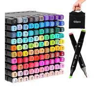 Kebuye Lot de 100 marqueurs à alcool à double pointe pour dessin, esquisse, coloriage, stylos d'artistes et soulignement, marqueurs de croquis permanents professionnels pour enfants et adultes
