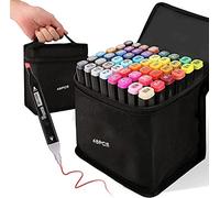 Kebuye Marqueur à Alcool, 48 Couleurs Alcohol Marker, Alcool Permanent Marker Set Twin Tip Marker Stylos Pour Signet, Manga, Design, Peinture, Dessin