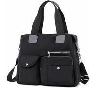 Kecartu Sac fourre-tout utilitaire pour femme - Sac à main pour infirmière - En nylon imperméable - Plusieurs poches - Sac fourre-tout de travail, Noir, Large