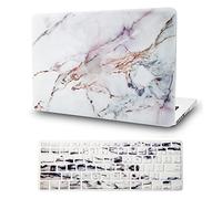 KECC Ensemble 2 en 1 - Étui pour ordinateur portable compatible avec l'ancien MacBook Pro 15" Retina (-2015) avec protecteur de clavier - Coque rigide en plastique A1398 (marbre blanc 4)