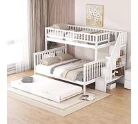 KecDuey Double Superposé pour Enfant 90 x 200 cm - Lit Extensible avec Sommier à Lattes, Tiroirs, Espace de Rangement pour Garçon