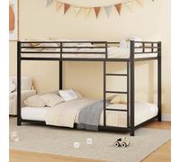 KecDuey Lit superposé, 140 x 200 cm, avec échelle à angle droit, lit pour enfant et adolescent, avec protection anti-chute, cadre en métal, lits superposés en fer de forme classique (noir, 140 x 200