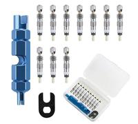12 Pièces Presta Valve Cores, Obus Valve Presta avec 2 Pièce,Valve Presta Set avec Demonte Obus Valve,Adaptateur Valve Presta, Outil Obus Valve, pour la Réparation de Vélos Pneus de Vélo