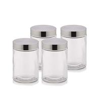 KECKU kela BERA Lot de 4 boîtes de Conservation Rondes en Verre avec Couvercle 1,2 l