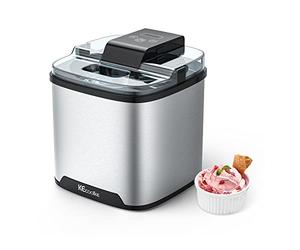 KECOOLKE Machine à crème glacée, cadeau de reconnaissance des enseignants, machine à crème glacée électrique pour comptoir, fruits, service doux, fait maison, grande capacité de 2 litres, yaourt glacé