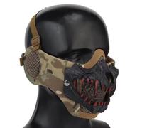 Kecrotac Skull Skeleton Devil Half Face Masque tactique Airsoft avec deux couches pour la chasse, la mascarade, la fête, le cosplay, les accessoires cool Halloween CP