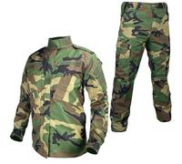 Kecrotac Tactical Military Camo BDU Ensemble uniforme pour homme Chemise de combat et pantalon Ripstop Vêtements pour l'extérieur, la chasse, l'airsoft, le paintball, woodland, L
