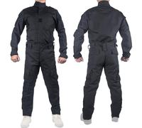 Kecrotac Tactical Military Camo BDU Ensemble uniforme pour homme Chemise de combat et pantalon Ripstop Vêtements pour l'extérieur, la chasse, l'airsoft, le paintball, Noir , M