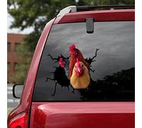 KedAiKJ Autocollant 3D en forme d'animal pour fenêtre de voiture, motif poulet, volaille, fissure de voiture, autocollants amusants pour vitres de voitures (25,4 x 25,4 cm)