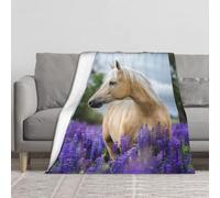 KEDDJI Magnifique Cheval Palomino Lavande Couverture Chaude en Flanelle Polaire Douce et Moelleuse comme Couverture de lit/draps de lit 127 x 152 cm