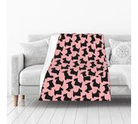 KEDDJI Motif Scottish Terrier Rose Noir Couverture Chaude en Flanelle Polaire Douce et Moelleuse comme Couverture de lit/draps de lit 102 x 127 cm