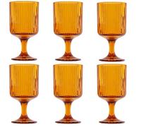 KEDEA Lot de 6 verres à eau effet brillants, verres à vin rouge élégants, lavables au lave-vaisselle, verres en pâte, couleur multicolore, collection Charleston, verres à eau, couleur jaune ambre