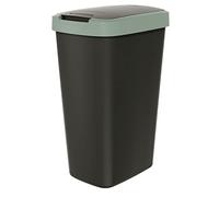 Keden Compacta Q Poubelle avec couvercle basculant et à charnière, 45 l, en plastique, pour trier les déchets, recyclage, noir et vert clair