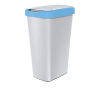 Keden Compacta Q Poubelle avec couvercle basculant et à charnière, 45 l, en plastique, pour trier les déchets - Poubelle de recyclage - Gris cendré / bleu clair