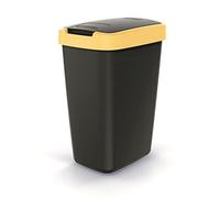 Keden Compacta Q Poubelle avec couvercle pivotant et rabattable - 12 l - En plastique - Pour tri sélectif des déchets - Poubelle de recyclage - Noir/jaune clair