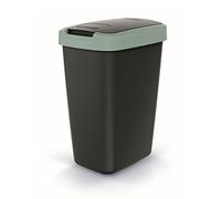 Keden Compacta Q Poubelle avec couvercle pivotant et rabattable - 12 l - En plastique - Pour tri sélectif des déchets - Poubelle de recyclage - Noir/vert clair