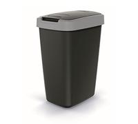 Keden Compacta Q Poubelle avec couvercle pivotant et rabattable - 12 l - En plastique - Pour tri sélectif des déchets - Poubelle de recyclage - Noir/gris fumé