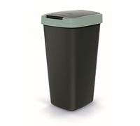 Keden Compacta Q Poubelle avec couvercle pivotant et rabattable - 25 l - En plastique - Pour tri sélectif des déchets - Poubelle de recyclage - Noir/vert clair
