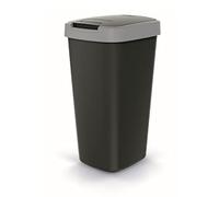 Keden Compacta Q Poubelle avec couvercle pivotant et rabattable - 25 l - En plastique - Pour tri sélectif des déchets - Poubelle de recyclage - Noir/gris fumé