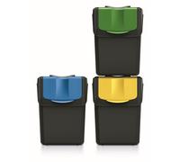 Ensemble de 3 poubelles de tri Prosperplast Keden SORTI BOX 3x20l - noir recyclage Noir