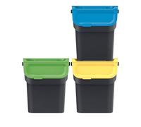 Keden Kaddi Q Système de tri des déchets 3x20L avec filtre à charbon activé, conteneur de tri des déchets avec couvercle, bac de tri recyclage, conteneur de poubelle fabriqué en plastique noir